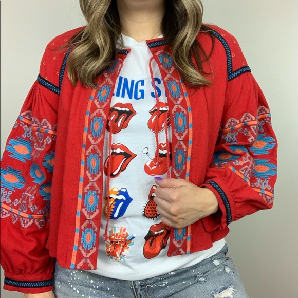 Tribal Tales Embroidery Jacket L&B XL 2X 3X Red - Picture 2 of 8